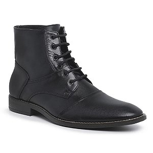 Bota Preta Masculina Cano Curto em Couro Legítimo